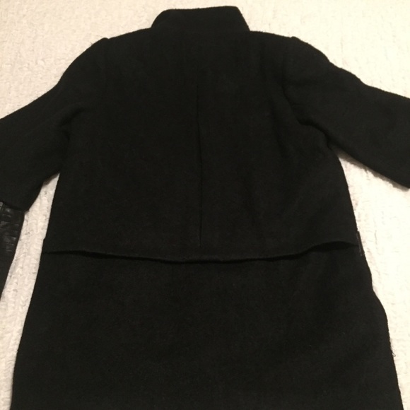 Badgley Mischka Wool & leather Coat Black XL(16) - Picture 7 of 16